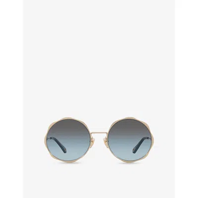 CHLOÉ WOMENS GOLD CH0184S ROUND-FRAME METAL SUNGLASSES