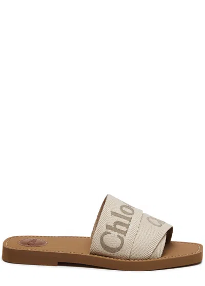 CHLOÉ CHLOE WOODY LOGO CANVAS SLIDERS