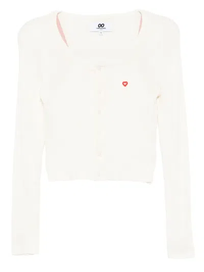 CHOCOOLATE LOGO-EMBROIDERED TOP CARDIGAN SET