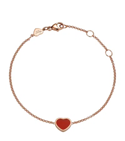 CHOPARD ROSE GOLD AND CARNELIAN MY HAPPY HEARTS BRACELET