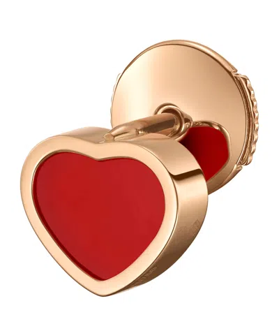 CHOPARD ROSE GOLD AND CARNELIAN MY HAPPY HEARTS SINGLE EARRING