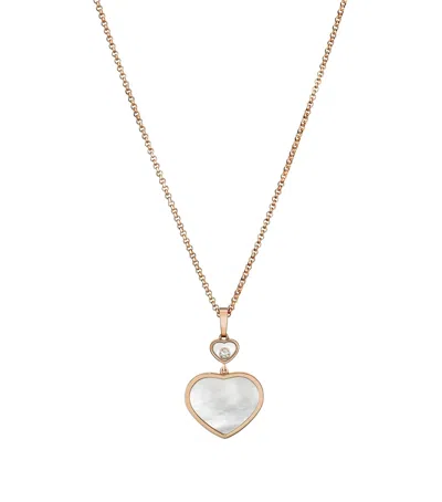 CHOPARD ROSE GOLD AND DIAMOND HAPPY HEARTS PENDANT