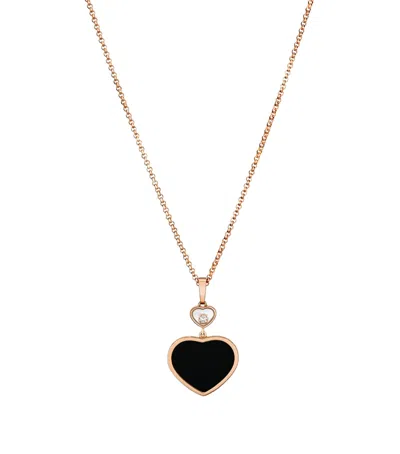 CHOPARD ROSE GOLD AND DIAMOND HAPPY HEARTS PENDANT NECKLACE