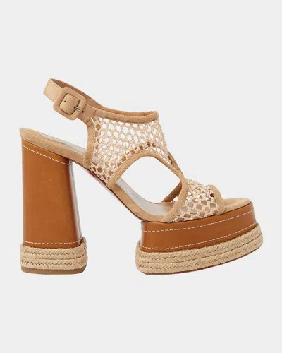 CHRISTIAN LOUBOUTIN ALMEJA NET RED SOLE PLATFORM ESPADRILLES