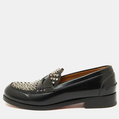 CHRISTIAN LOUBOUTIN BLACK LEATHER MONTEZU SPIKES LOAFERS SIZE 41