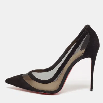 CHRISTIAN LOUBOUTIN BLACK MESH AND SUEDE GALATA PUMPS SIZE 39.5