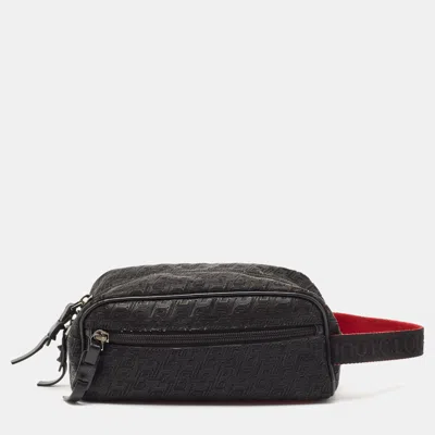 CHRISTIAN LOUBOUTIN BLACK TEXTURED RUBBER BLASTER TOILETRY POUCH