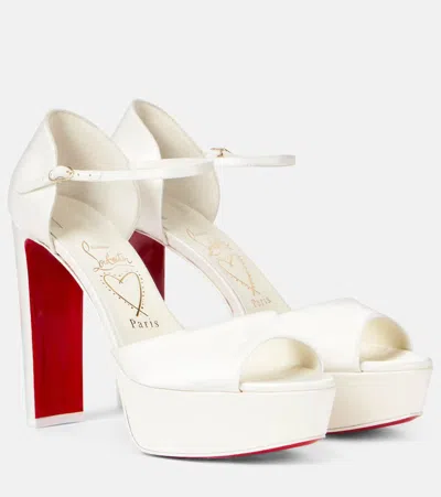 CHRISTIAN LOUBOUTIN BRIDAL SANDALOO 130 CRÊPE SATIN PLATFORM SANDALS