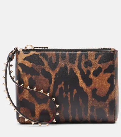 CHRISTIAN LOUBOUTIN CABATA SMALL LEOPARD-PRINT LEATHER POUCH