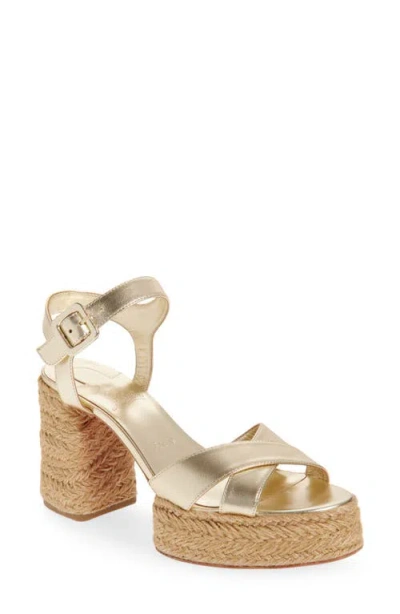 CHRISTIAN LOUBOUTIN CHRISTIAN LOUBOUTIN CALAKALA METALLIC LEATHER ESPADRILLE PLATFORM SANDAL