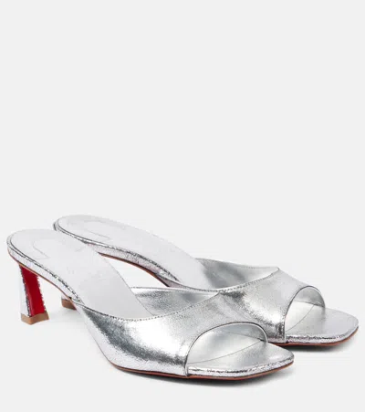 CHRISTIAN LOUBOUTIN CONDORA 55 METALLIC LEATHER MULES