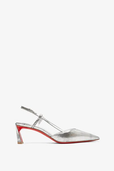 CHRISTIAN LOUBOUTIN CONDOROLINE 55 SILVER PUMPS