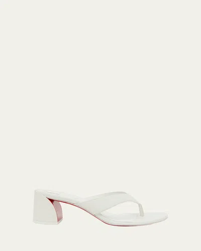 CHRISTIAN LOUBOUTIN JANE TONGA LEATHER RED SOLE SLIDE SANDALS