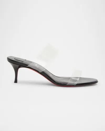 CHRISTIAN LOUBOUTIN JUST NOTHING CLEAR RED SOLE SLIDE SANDALS