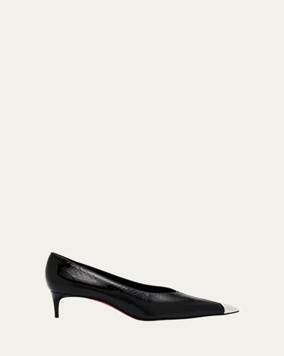 CHRISTIAN LOUBOUTIN KATISSIMA METAL CAP-TOE LEATHER PUMPS