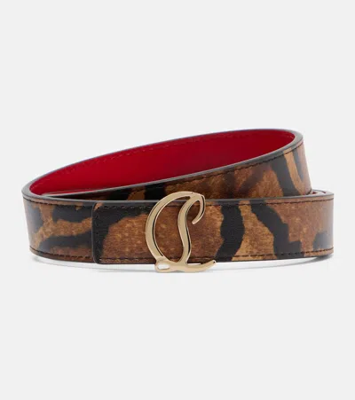 CHRISTIAN LOUBOUTIN LEOPARD-PRINT LEATHER BELT