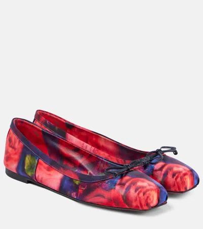 CHRISTIAN LOUBOUTIN MAMADRAGUE FLORAL SATIN BALLET FLATS