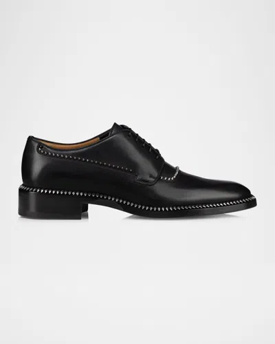 CHRISTIAN LOUBOUTIN MEN'S COCORICLOU CALFSKIN DERBY SHOES