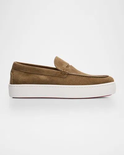 CHRISTIAN LOUBOUTIN MEN'S PAQUEBOAT LEATHER BOAT SHOES