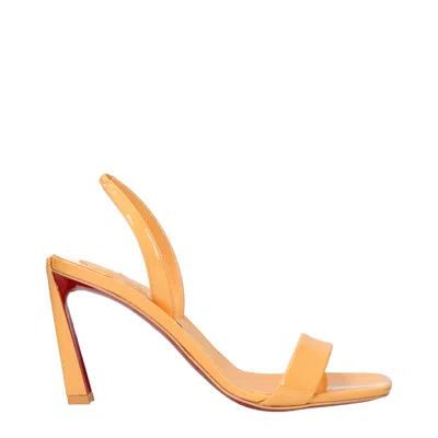 CHRISTIAN LOUBOUTIN ORANGE LEATHER STILETTO HEELS SANDALS