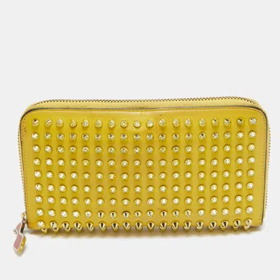 CHRISTIAN LOUBOUTIN YELLOW LEATHER PANETTONE CONTINENTAL WALLET