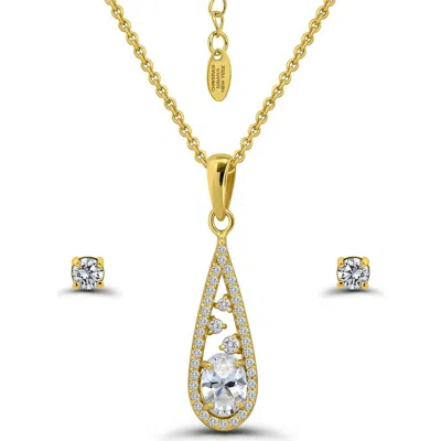 CHRISTIAN SIRIANO CHRISTIAN SIRIANO CUBIC ZIRCONIA TEARDROP PENDANT NECKLACE & STUD EARRINGS SET