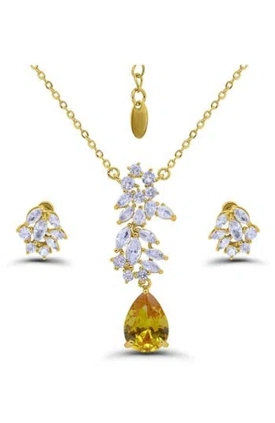CHRISTIAN SIRIANO CHRISTIAN SIRIANO PEAR CLUSTER PENDANT NECKLACE & DROP EARRINGS SET