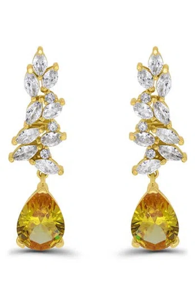 CHRISTIAN SIRIANO CHRISTIAN SIRIANO PEAR CUBIC ZIRCONIA CLUSTER DROP EARRINGS