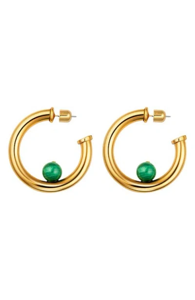 CHRISTINA CARUSO CHRISTINA CARUSO MALACHITE MEDIUM HOOP EARRINGS