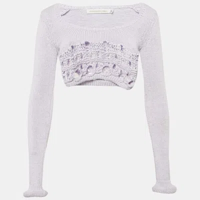 CHRISTOPHER ESBER LILAC CROCHET COTTON LONG SLEEVE CROP TOP XS