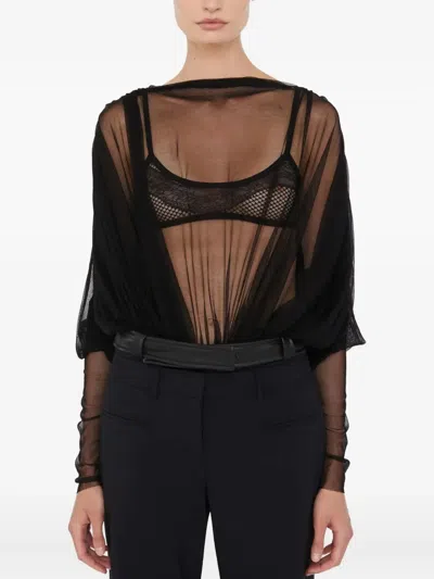 CHRISTOPHER ESBER SHEER DRAPED BODYSUIT