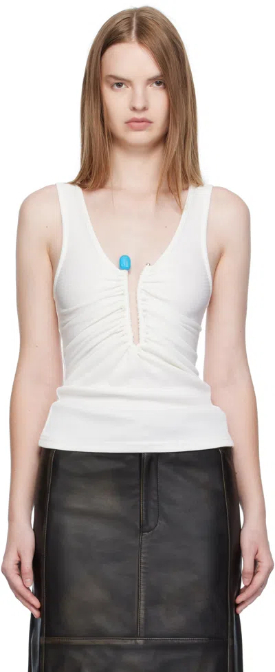 CHRISTOPHER ESBER WHITE CRYSTAL PIN TANK TOP