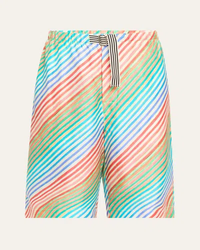 CHRISTOPHER JOHN ROGERS CRAYON STRIPE SILK BIAS SHORTS