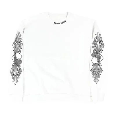 CHROME HEARTS CHROME HEARTS CHROME HEARTS LOVE YOU FLORAL CREWNECK SWEATSHIRT 'WHITE' | MEN'S SIZE XL