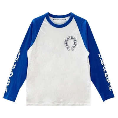 CHROME HEARTS CHROME HEARTS LONG-SLEEVE HORSESHOE BASEBALL TEE 'WHITE/BLUE'