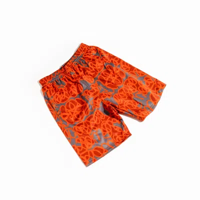 CHUKS COLLINS MEN'S TASOU ORANGE PRINT SHORTS - CHUKS COLLINS DIFFUSION COLLECTION - TASOU  - THE ATHLETIC SIDE OF