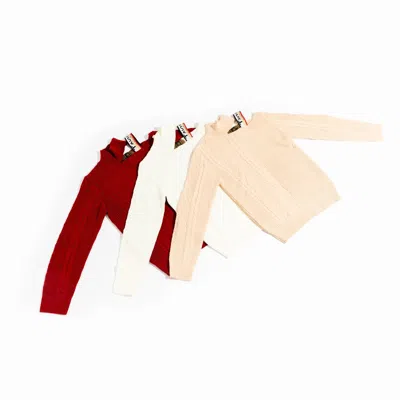 CHUKS COLLINS WOMEN'S WHITE / NEUTRALS / RED VICTORIAN CUT OUT SHOULDER BURGUNDY SWEATER - CHUKS COLLINS DIFFUSION