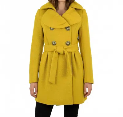 CI SONO BY CAVALINI DOUBLE BREASTED COAT IN MUSTARD