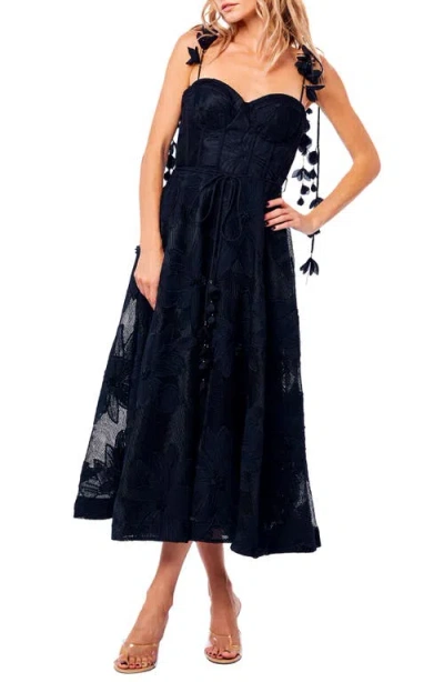 CIEBON CIEBON EMILIA BUSTIER LACE MIDI COCKTAIL DRESS