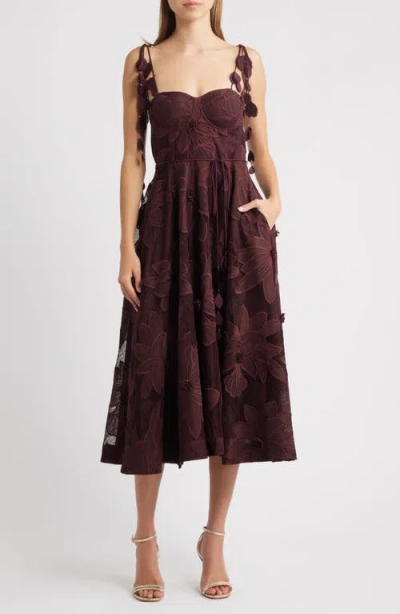 CIEBON CIEBON EMILIA BUSTIER LACE MIDI COCKTAIL DRESS