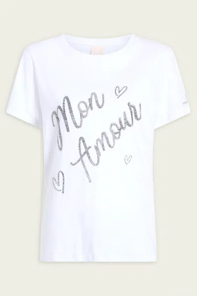 CINQ À SEPT - TRUNKSHOW HEATSET MON AMOUR TEE IN WHITE BLACK