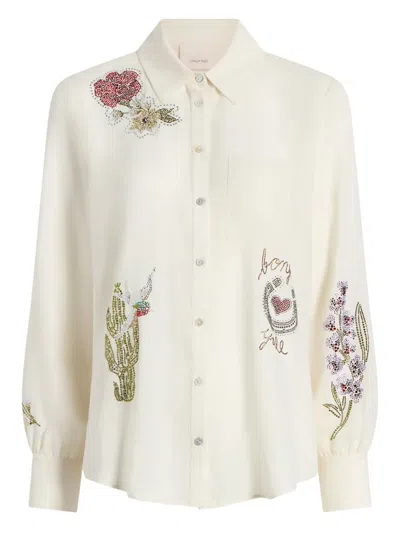 CINQ À SEPT AMOUR EMBELLISHED FLORAL SHIRT