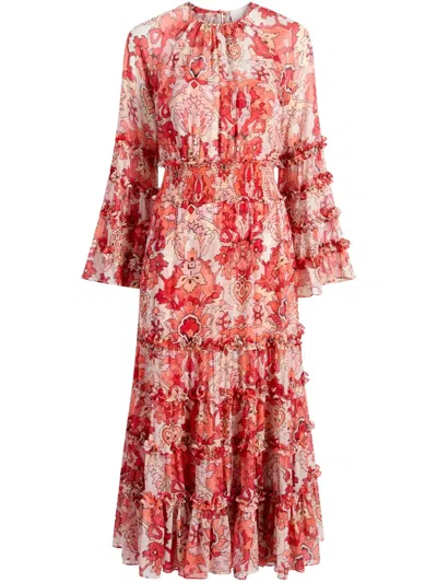 CINQ À SEPT DAMASK MIDI DRESS