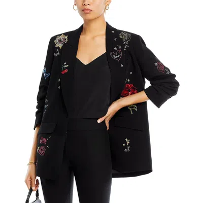 CINQ À SEPT DAYDREAM DOODLES WOMENS BEADED SUIT SEPARATE ONE-BUTTON BLAZER