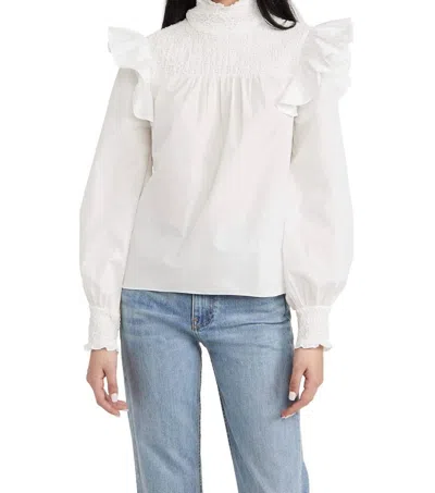 CINQ À SEPT LONG SLEEVE RIVER TOP IN IVORY