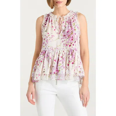 CINQ À SEPT CINQ À SEPT MIDSUMMER BLOOM MESSINA SLEEVELESS PEPLUM TOP