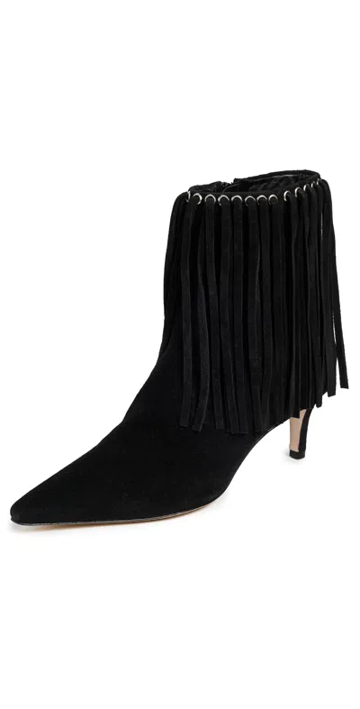 CINQ À SEPT SAMMY FRINGE ANKLE BOOTS BLACK