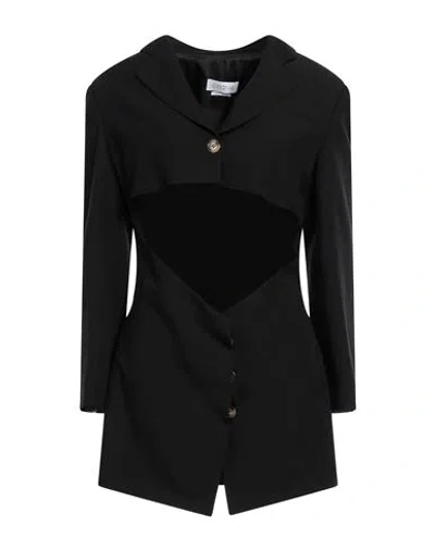 CINQRUE CINQRUE WOMAN MINI DRESS BLACK SIZE M VISCOSE, LINEN