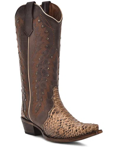 CIRCLE G CIRCLE WOMEN'S EXOTIC PYTHON STUDDED WESTERN BOOT - SNIP TOE - L6045