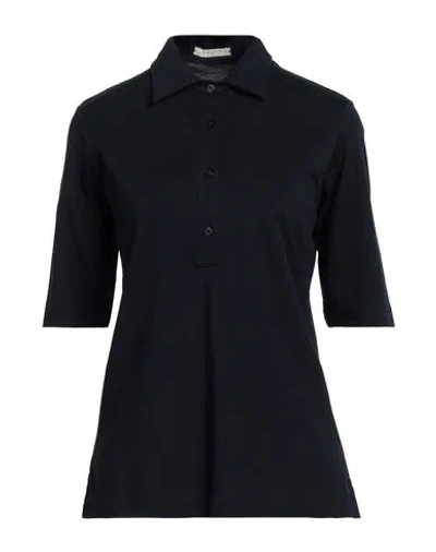 CIRCOLO 1901 CIRCOLO 1901 WOMAN POLO SHIRT NAVY SIZE L COTTON, ELASTANE